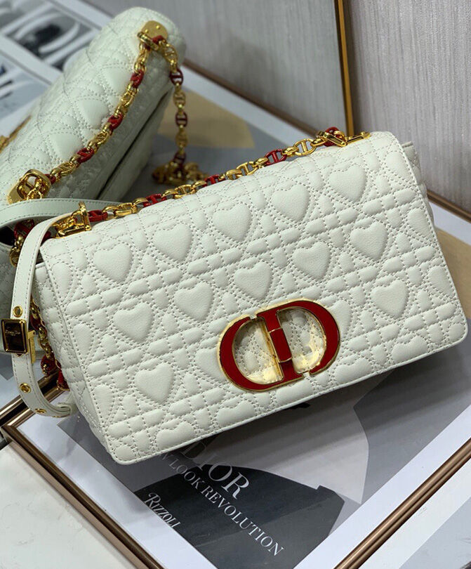 Christian Dior Medium Dior Caro Bag White